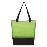 Sheer Mesh Pinstripe Tote Bag - Lime Green