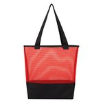 Sheer Mesh Pinstripe Tote Bag - Red