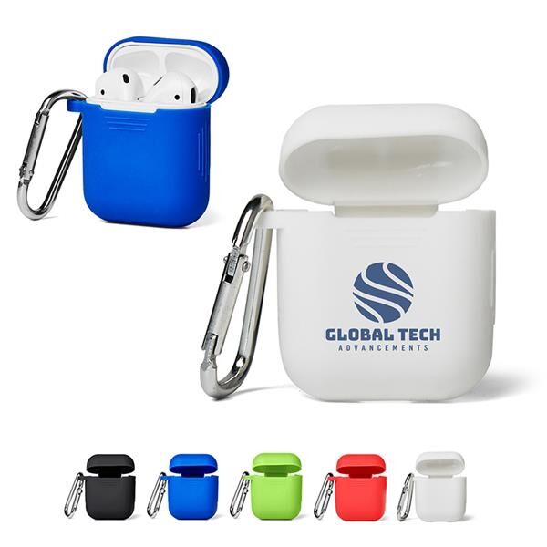 Main Product Image for Advertising Silicone Earbud Case With Carabiner