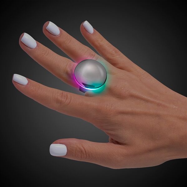 Main Product Image for Custom Printed Silver Button LED Laser Ring