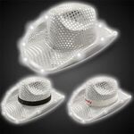 Silver LED Sequin Cowboy Hat - Silver
