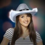 Silver LED Sequin Cowboy Hat -  