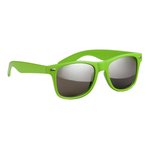 Silver Mirrored Malibu Sunglasses - Lime Green