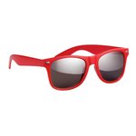 Silver Mirrored Malibu Sunglasses - Red
