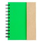 Small Spiral Notebook with Sticky Notes and Flags - Natural With Green