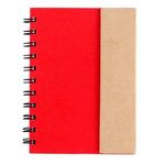 Small Spiral Notebook with Sticky Notes and Flags - Natural with Red
