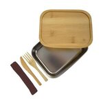 Sophisticate Stainless & Bamboo Bento Box - Silver