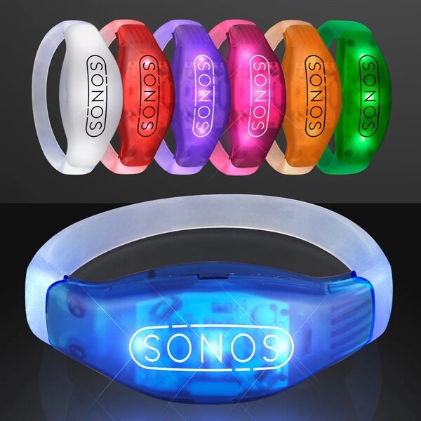 Main Product Image for Custom Printed Sound Activated Light Up LED Flashing Bracelets