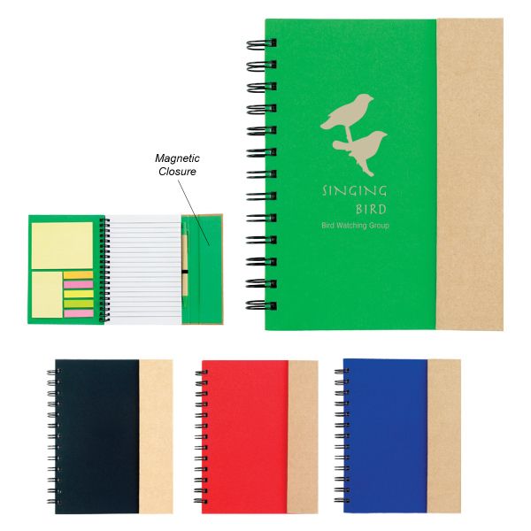 Main Product Image for Custom Printed Spiral Notebook With Sticky Notes And Flags