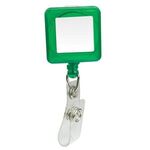 Square Domed Badge Holder with Alligator Clip - Translucent Green