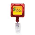 Square Domed Badge Holder with Alligator Clip - Translucent Red