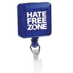 Square Pad Print Retractable Badge Holder with Alligator Clip