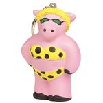Squeezies® Cool Pig Keyring Stress Reliever - Pink-orange-black