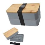 Stackable Bento Lunch Set - Gray With Black