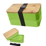 Stackable Bento Lunch Set - Lime With Black