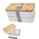 Stackable Bento Lunch Set - White With Gray