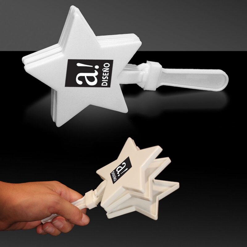 Main Product Image for Custom Printed White Star Hand Clapper 7"