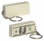 Stress $100 Bill Key Chain - White