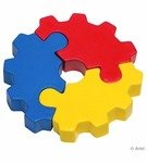 Stress Reliever 3 Piece Gear Puzzle Set - Blue/Red/Yellow