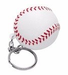 Stress Reliever Baseball Key Chain - White