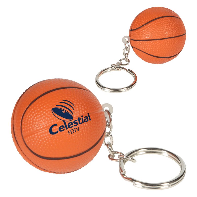 Main Product Image for Imprinted Stress Reliever Key Chain Basketball