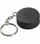 Stress Reliever Hockey Puck Key Chain - Black