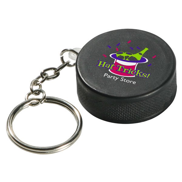 Main Product Image for Imprinted Stress Reliever Key Chain Hockey Puck