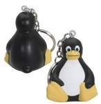 Stress Sitting Penguin Key Chain - White/Black