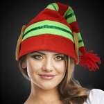 Striped Elf Hat with Ears -  