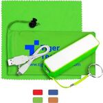 TechBank Mobile Power Bank Accessory Kit in Microfiber Pouch - Lime