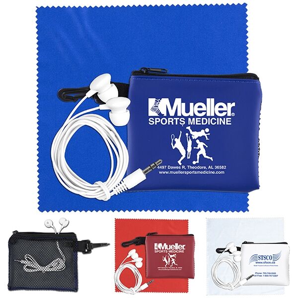 Main Product Image for Tech Mesh Tunes Mobile Tech Earbud Kit In Mesh Zipper Pouch