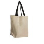 The Brunch Tote - Cotton Grocery Tote - Natural With Black Handle