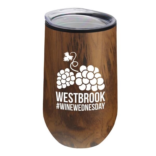 Main Product Image for The Concord - 14 Oz Stainless Steel Woodtone Wine Glass Tumbler
