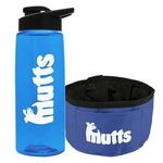 The Parched Pup - 26oz Flair Bottle & Folding Dog Bowl - T. Blue