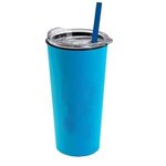 The Roadmaster - 18 oz. Travel Tumbler w. Clear lid & Straw - Cyan