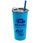 The Roadmaster - 18 oz. Travel Tumbler w. Clear lid & Straw - Cyan