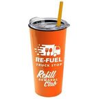 The Roadmaster - 18 oz. Travel Tumbler w. Clear lid & Straw - Orange