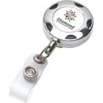 TIFFIN 32" Cord Round Chrome Solid Metal Sport Retractable Badge