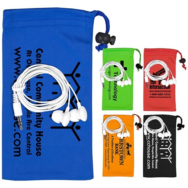 Main Product Image for Tuneboom Mobile Tech Earbud Kit In Microfiber Cinch Pouch