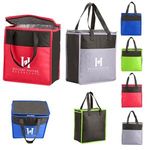 Two-Tone Flat Top Insulated Non-Woven Grocery Tote -  