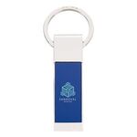 Two-Tone Rectangle Key Tag - Blue With Silver
