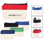 Buy Imprinted Two-Tone Zip Cotton Valuables/School Supplies Pouch
