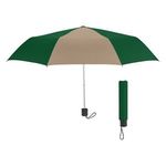 Umbrella - 42" Arc Budget Telescopic Umbrella - Tan With Forest Green