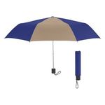 Umbrella - 42" Arc Budget Telescopic Umbrella - Tan With Navy