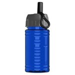 UpCycle - Mini 16 oz. RPet Sports Bottle with Ring Straw Lid - Transparent Blue