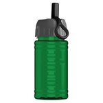 UpCycle - Mini 16 oz. RPet Sports Bottle with Ring Straw Lid - Transparent Green