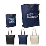 Buy URBAN COTTON TOTE WITH LEATHER HANDLES