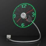 USB Powered LED Light Clock Desk Fan -  