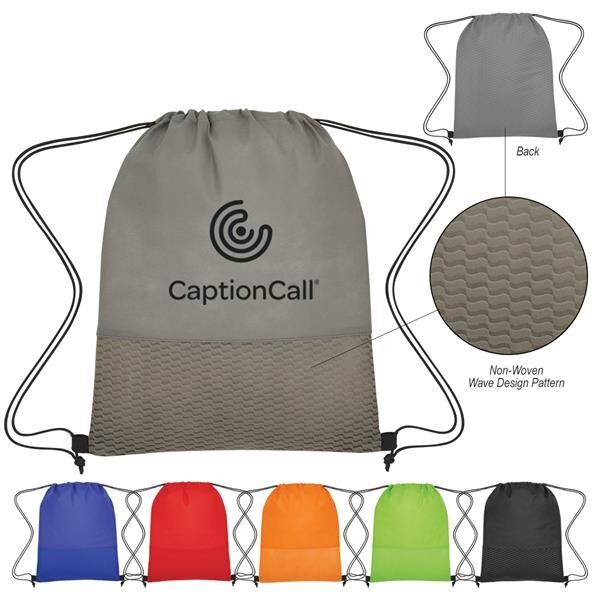 Main Product Image for Printed Wave Design Non-Woven Drawstring Bag
