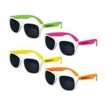 White Frame Classic Sunglasses - White-neon Assortment